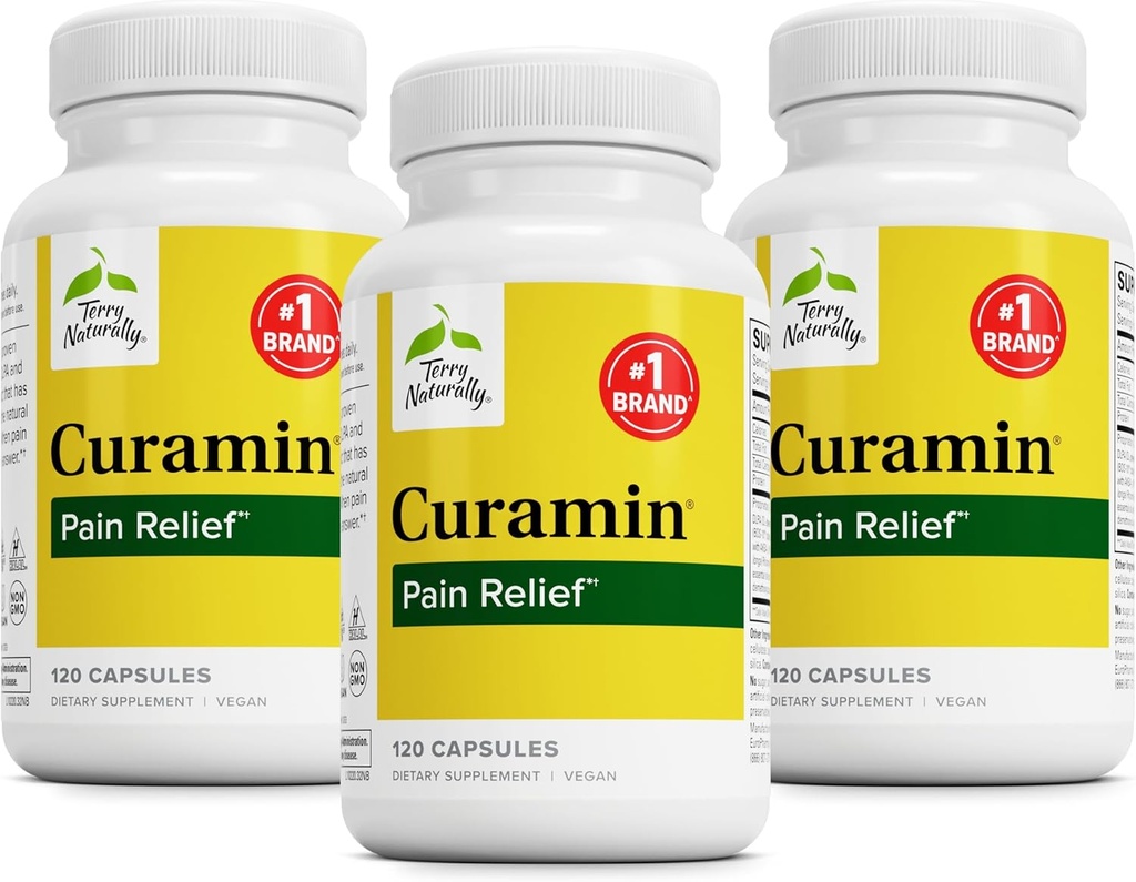 Terry Naturally Curamin - 순환 및 Endorphin 지원을위한 Curcumin 보충 - Occasional Discomfort에 대한 지원 - 건강한 근육 - 120 캡슐 (포장 3)