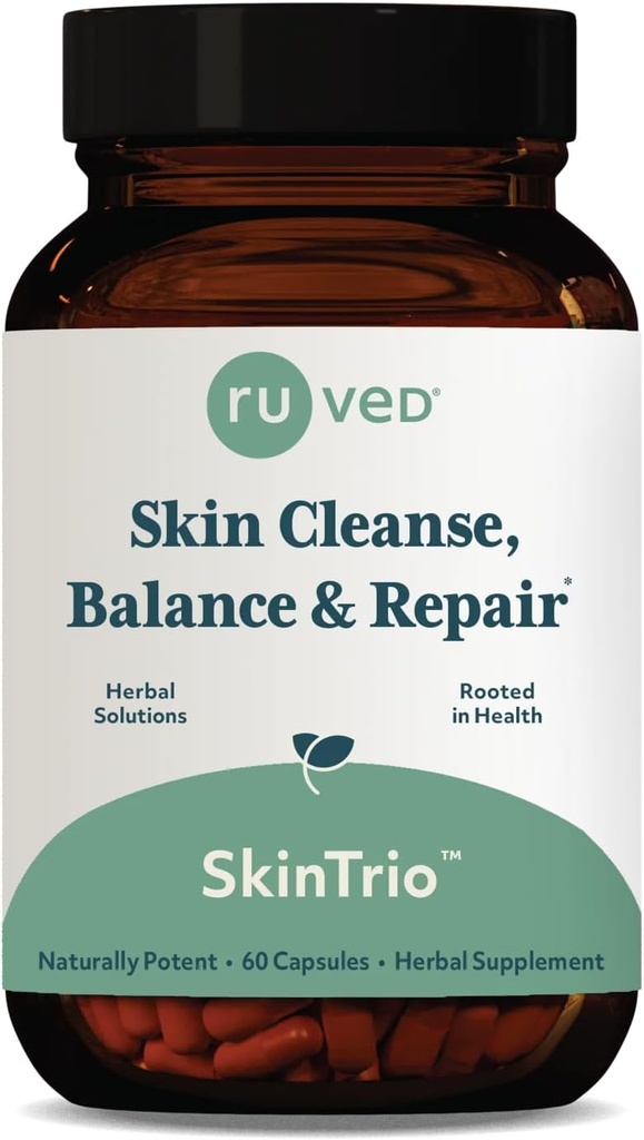 ruved SkinTrio - 유기 Neem 추출물 & Amla, 피부 & Microbiome 지원 보충교재를 가진 Neem 보충교재 - 60 채식 캡슐 (1개 조사)