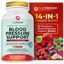 혈압 지원을위한 PurePremium Beet 뿌리 캡슐 – Beetroot 분말, Hawthorn, Hibiscus & Garlic과 700mg 고급 공식 정상 니트로 산화물 생산 및 심장 건강 – Non-GMO - 90ct