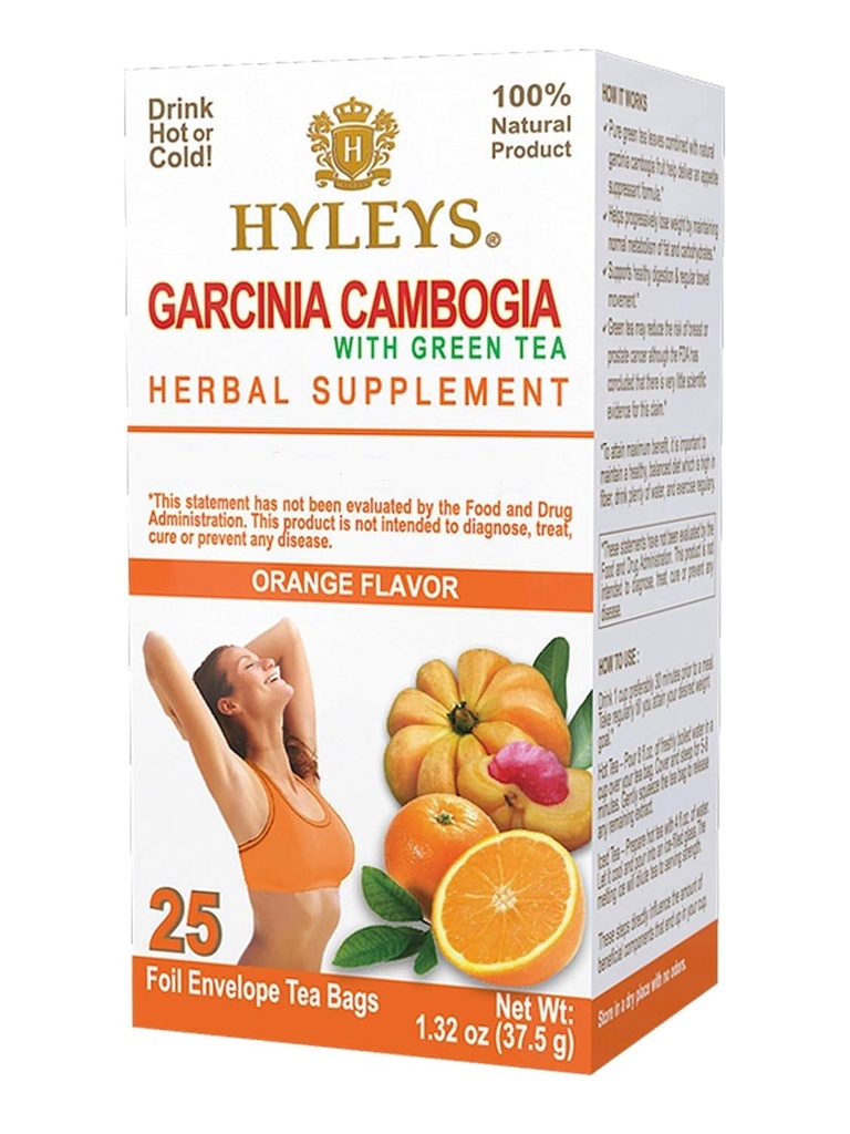 HYLEYS Tea Garcinia Cambogia 녹차 오렌지 맛 - 25 티백