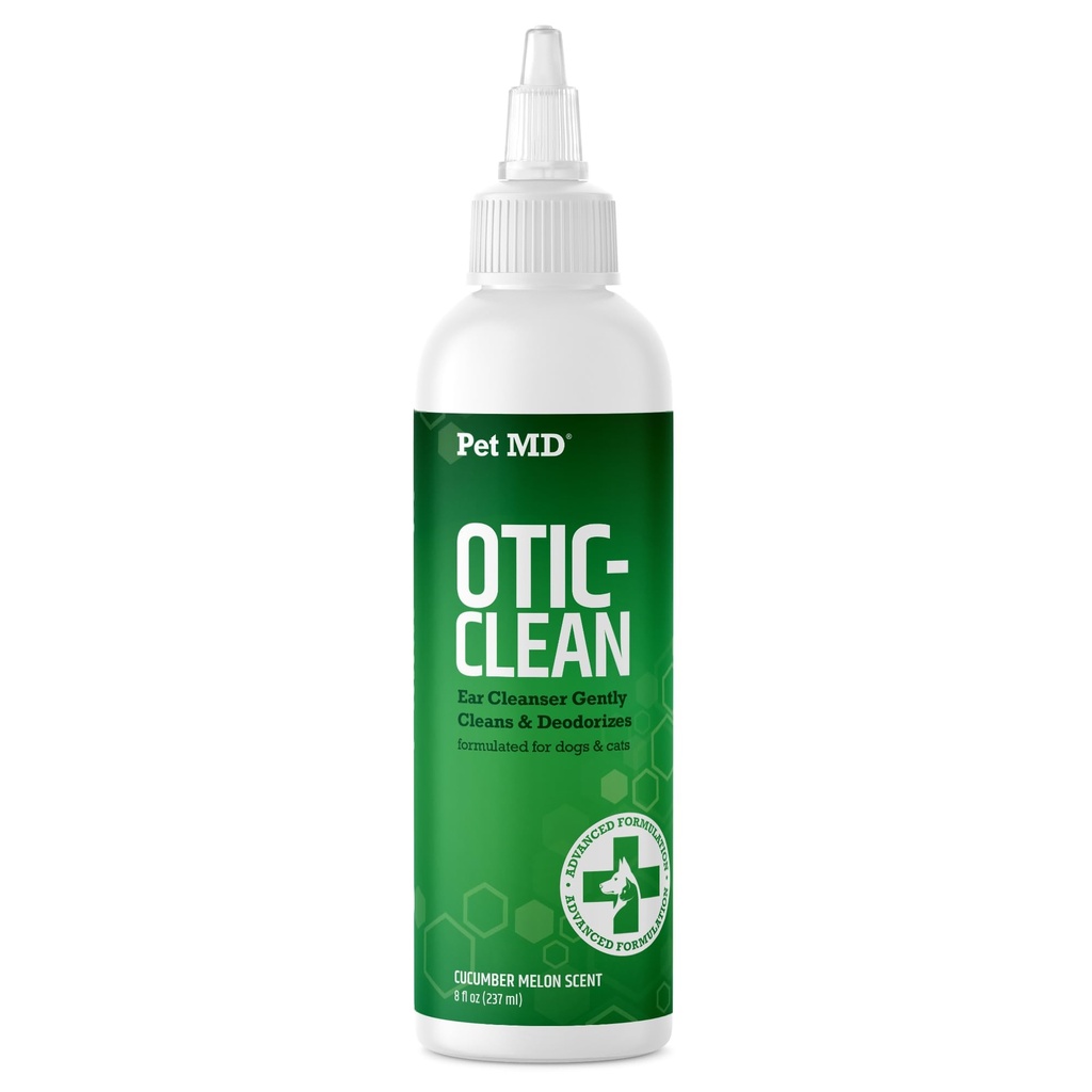 고양이와 개를위한 애완 동물 MD Otic Clean Dog Ear Cleaner - 감염, 가려움 및 제어 귀 냄새 - 8 oz (Cucumber Melon)