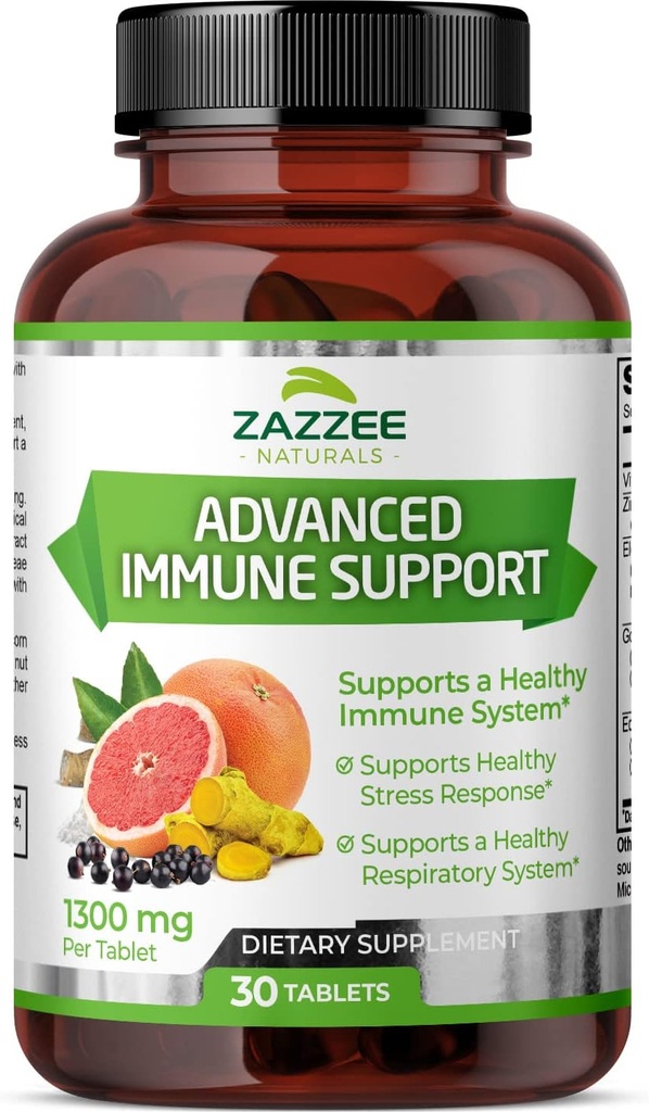 Zazzee 고급 면역 지원, 정제 당 1300 mg, 30 Vegan 정제, 30 일 공급, 1000 mg 비타민 C, 1000 mg Echinacea, 1000 mg Elderberry, 200 mg Goldenseal, 아연, 모든 자연 및 비 GMO