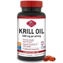 Olympian Labs Antarctic Krill Oil, Astaxanthin, Omega-3, EPA, DHA, Immune, 합동 & 두뇌 지원, 60 Softgels를 가진 1000mg 모자