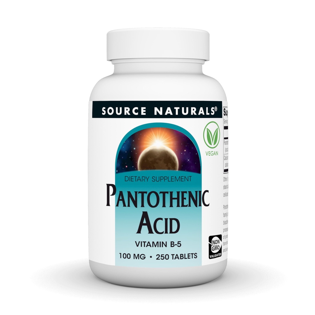 Source Naturals Pantothenic Acid 100 mg 비타민 B-5 다이어트 보충 - 250 정제