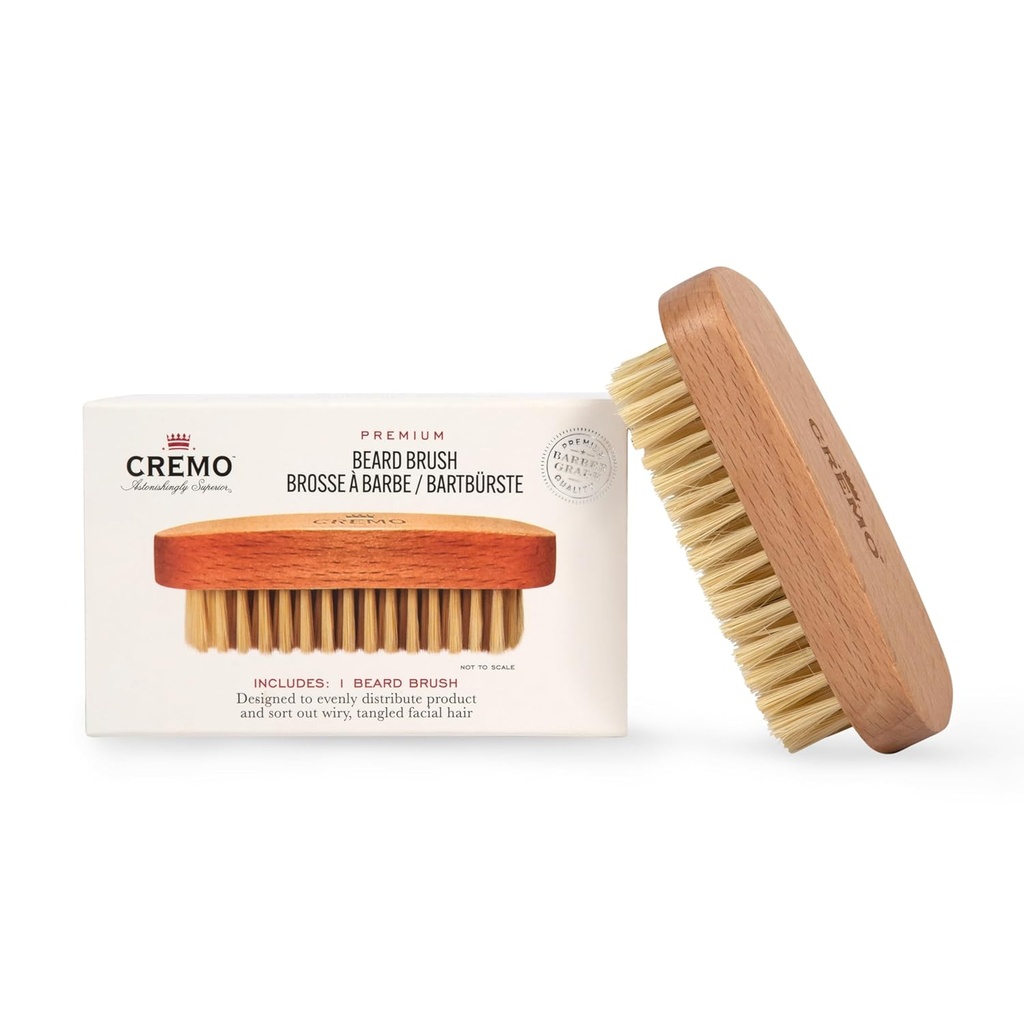Cremo Beard 액세서리, 100 % Boar Bristle Beard Brush - 모양, 스타일 및 Groom 모든 길이 얼굴 헤어