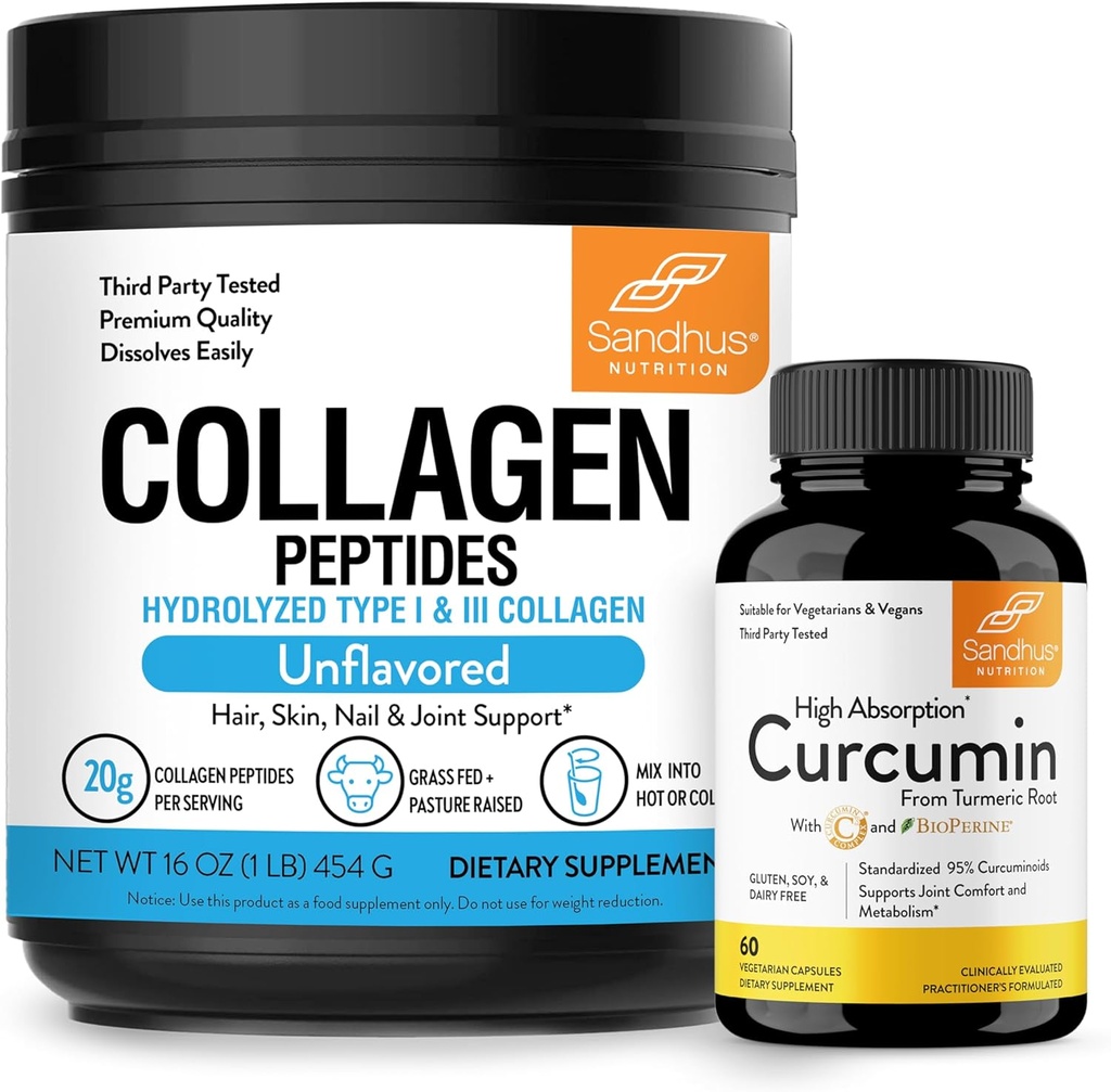 Sandhu의 교원질 펩티드 분말 & Bioperine를 가진 Curcumin|Immune 기능 지원