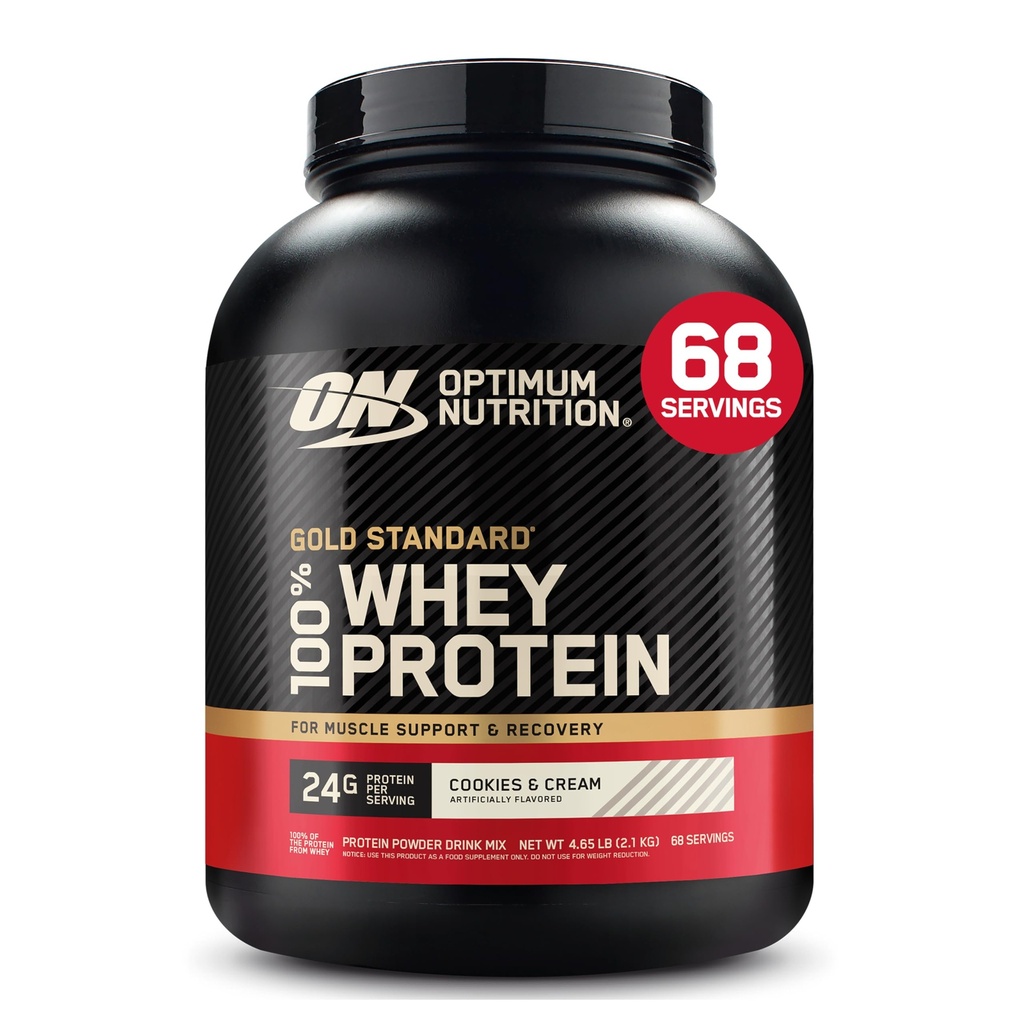 최적 영양 골드 표준 100 % Whey Protein Powder, 쿠키 및 크림, 5 파운드 (패키지 May Vary)