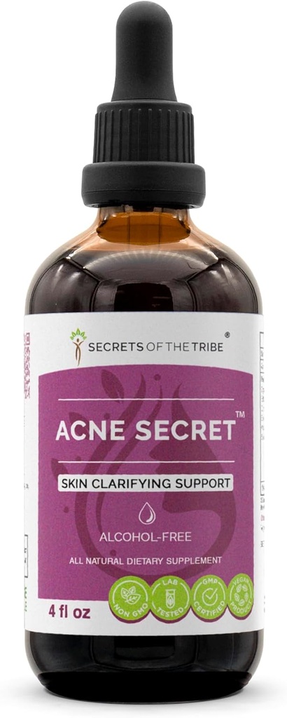 Tribe Acne Secret Alcohol-Free Extract, Tincture, Glycerite Boldo, Corn Silk, Sting Nettle Leaf, Alfalfa, Senna Leaf의 비밀. 피부 치료 지원 (4 Fl Oz)
