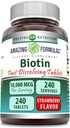 Amazing Formulas Biotin 10,000 Mcg | 빠른 용해 정제 | Non-GMO | 글루텐 프리 보충 | 미국제 (딸기 | 240 개)