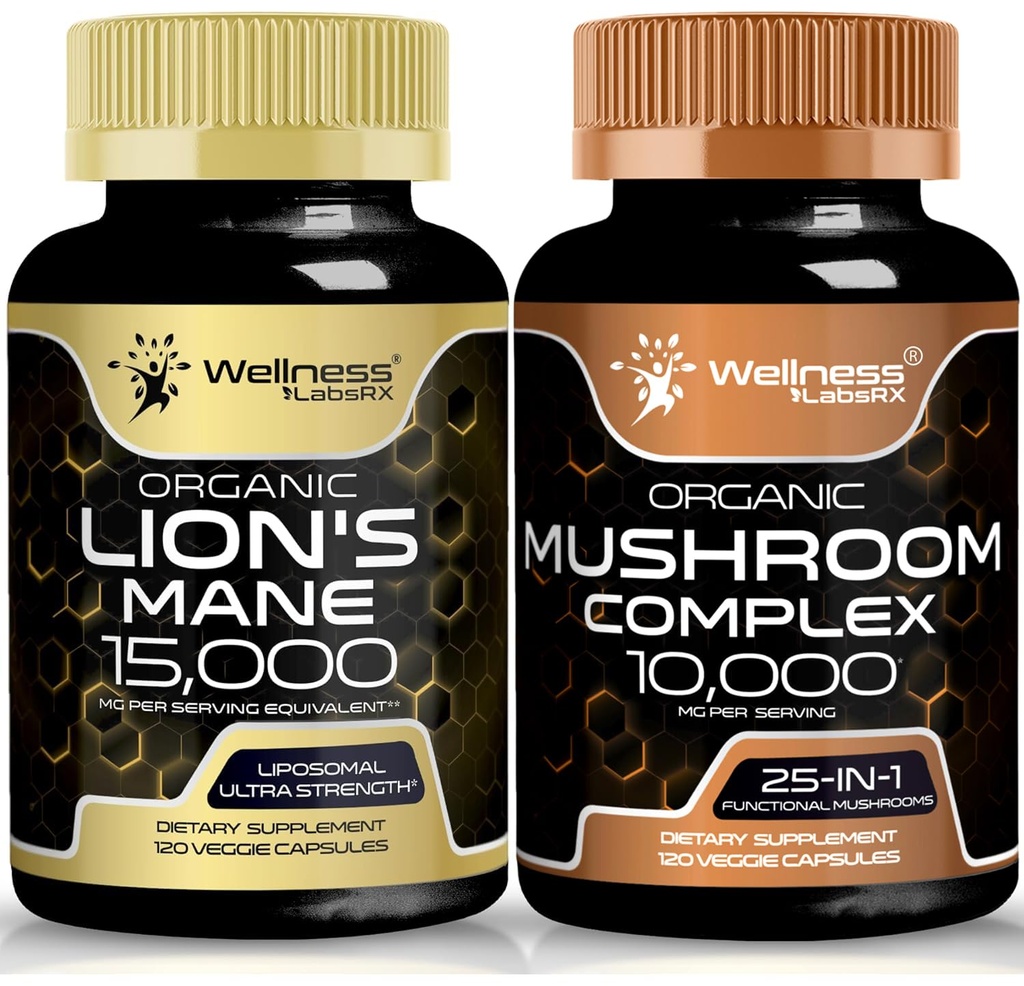 WELLNESS LABSRX 사자 Mane 보충 캡슐 및 버섯 캡슐 | 번들