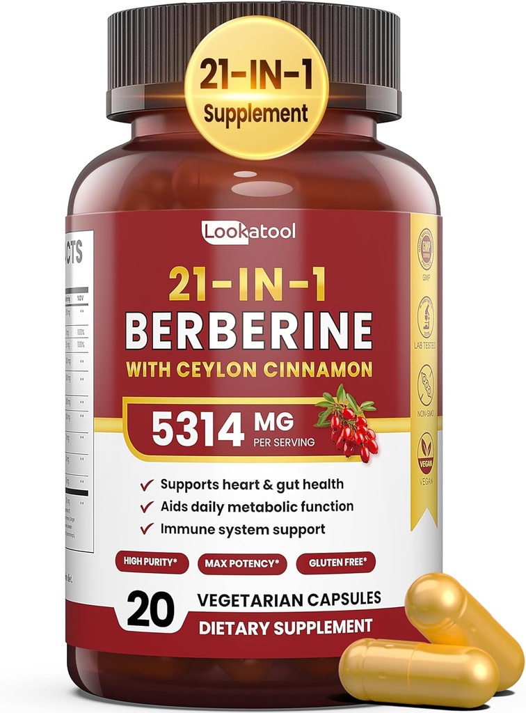 Ceylon Cinnamon을 가진 21에서 1 Berberine 보충교재 - 1500mg 유기 Berberine HCL Phytosome, 5X Metabolism 지원 20의 캡슐을 위한 더 높은 흡수