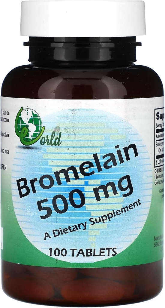 세계 유기 Bromelain - 500 Mg - 100 캡슐