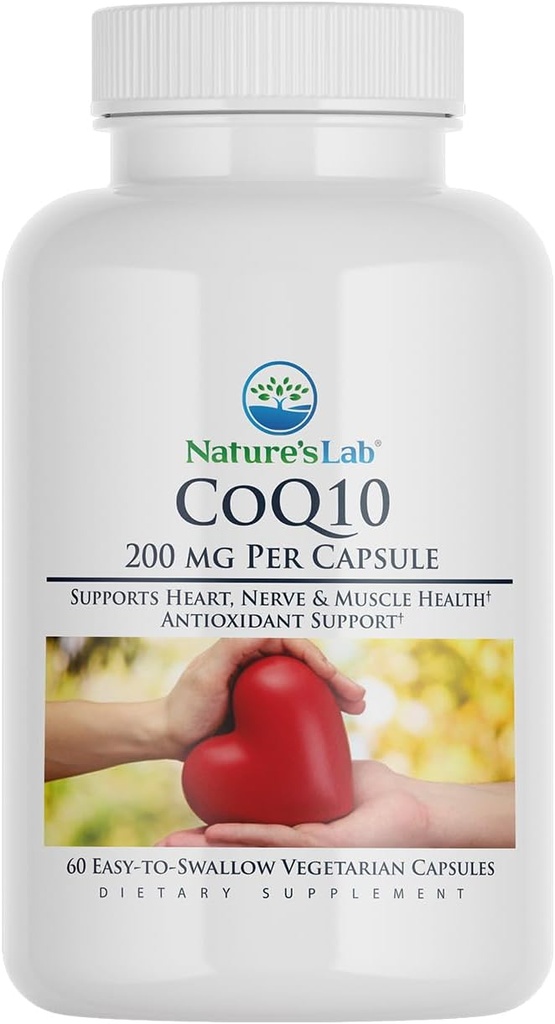 Nature's Lab CoQ10 200mg 영양 보충 - 지원 심장, 신경 및 근육 건강 * - 60 조사 (2 달 공급)