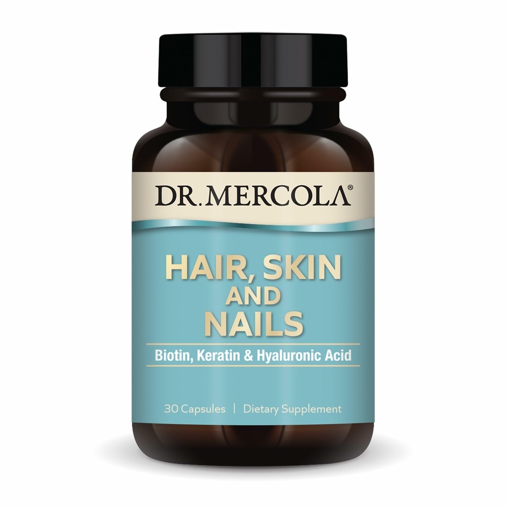 Mercola Hair, Skin 및 Nails 박사 - Biotin, Keratin & Hyaluronic Acid - 프리미엄 품질 - 건강한 노화 지원 - 비 GMO, 글루텐 프리 & Soy-Free - 30 캡슐 (30 인분)