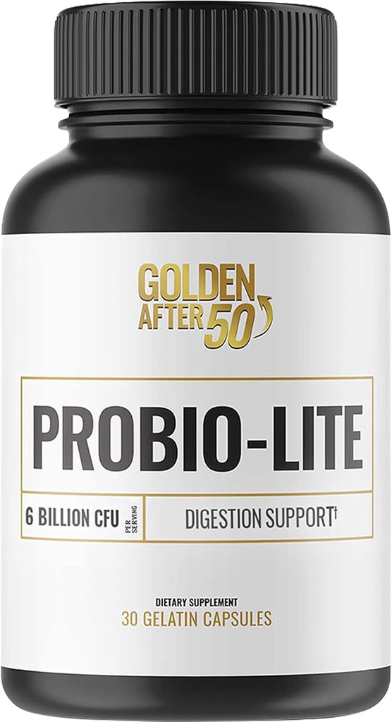 50 Probio-Lite 후 골든 - Gut 건강 및 소화 지원 - 남성과 여성을위한 Probiotics - 30 Gelatin 캡슐 - Occasional Heartburn, 가스, Indigestion을위한 Probiotics
