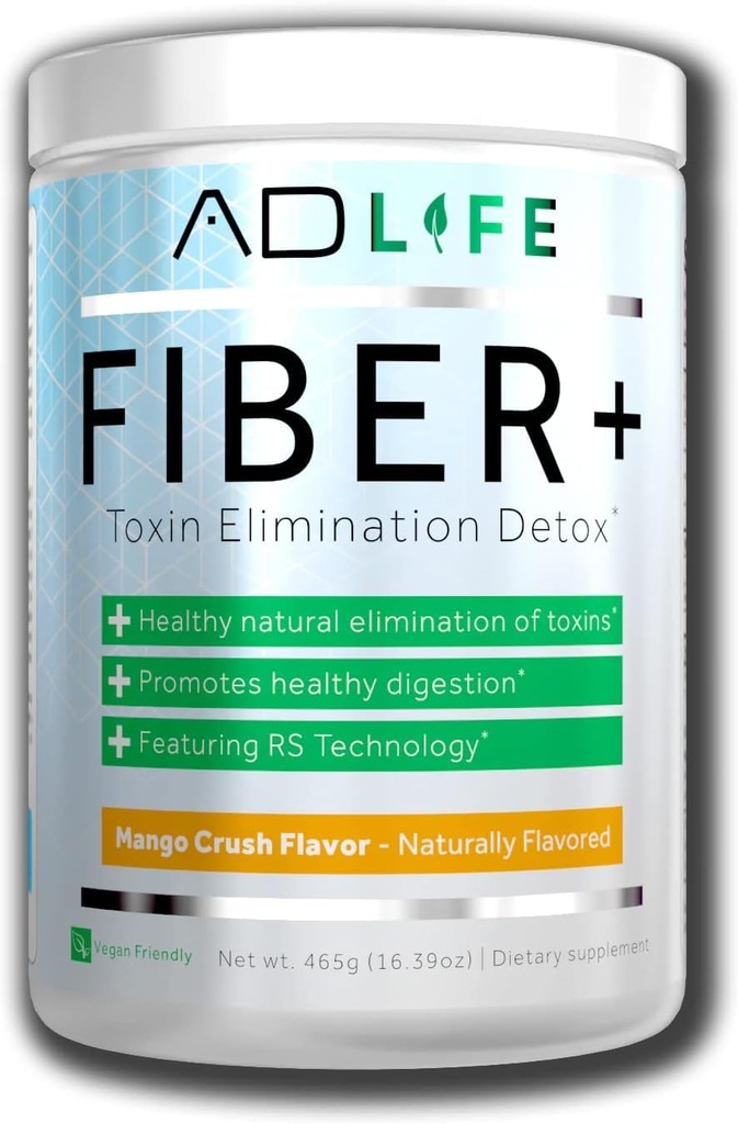 Project AD Fiber+ Vegan Fiber Supplement Powder, Gut Health 및 Digestive Regularity 지원 (망고, 16.4 oz)