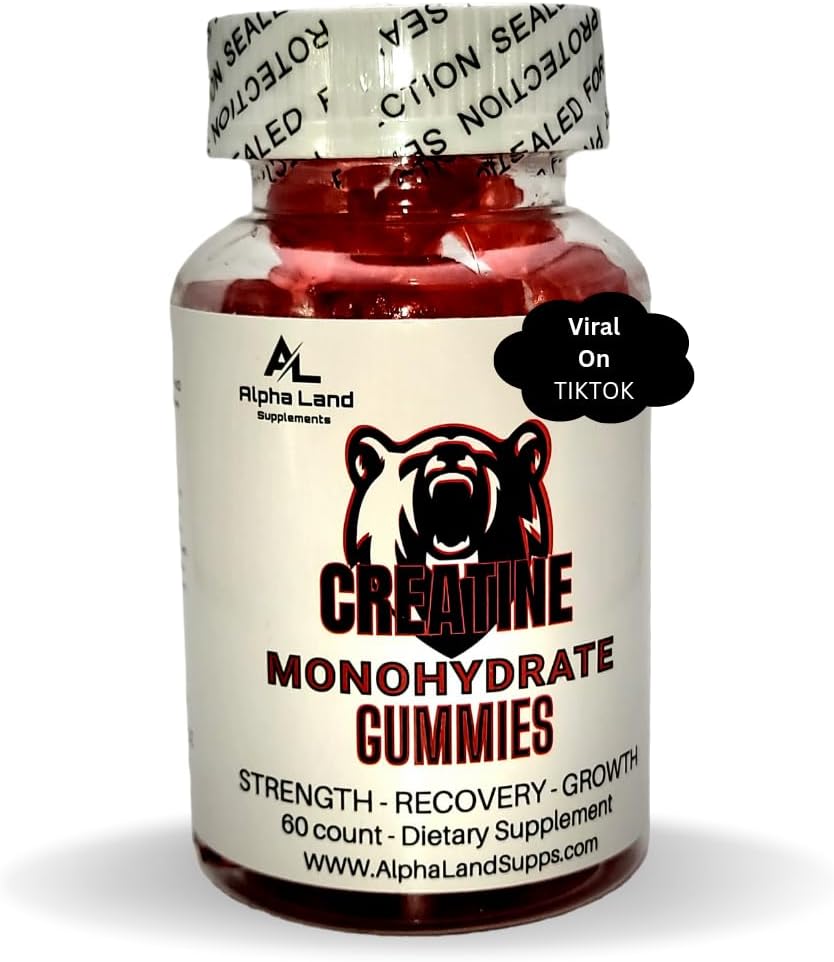 Creatine Monohydrate Gummies- 5g- 30 서빙 - 근육 성장, 근육 회복, 운동 회복, 두뇌 건강을위한 Vegan Creatine Gummy 곰 - 로딩 단계 없음 - 출혈 없음