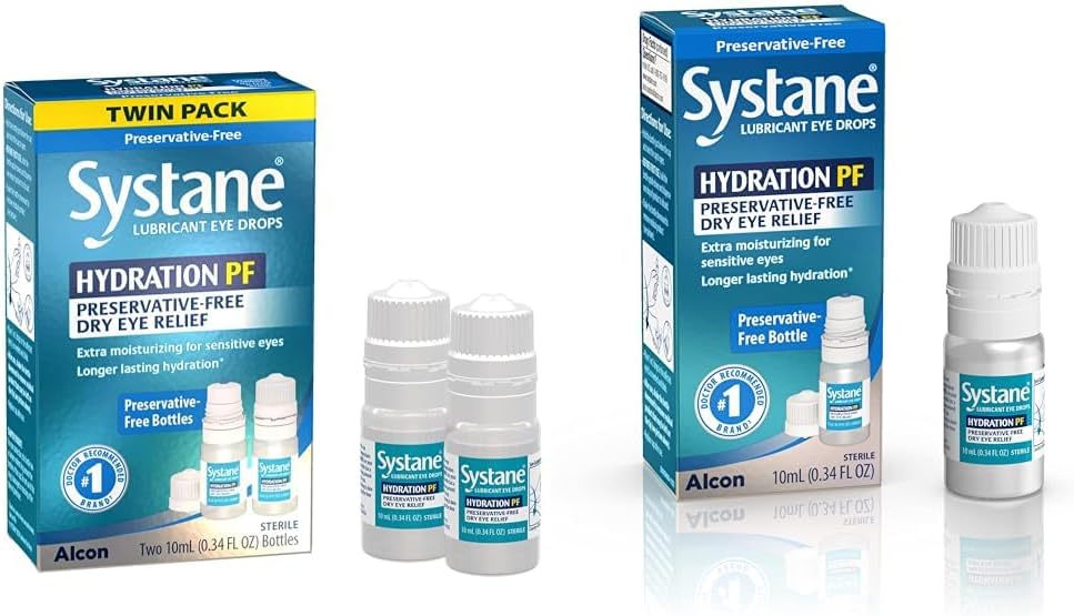 Systane Hydration 다 복용량 부식 자유로운 눈 하락 건조한 눈 기복 쌍둥이 팩 (2x10ml) & Hydration Pf 윤활유 눈 하락 10ml