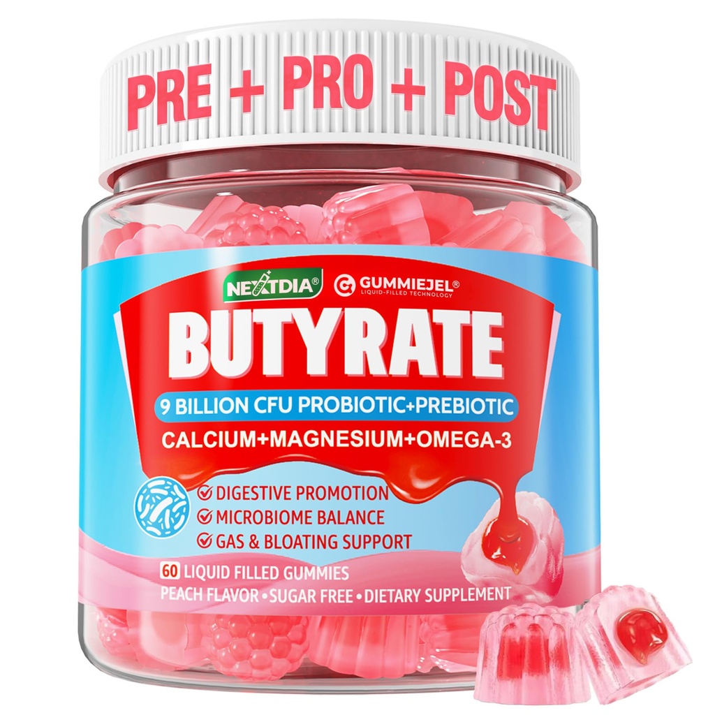 Probiotic + Prebiotic + Postbiotic, Omega-3 500mg, 9 억 CFU Probiotics, 칼슘 및 마그네슘, Inulin, Digestive Health, Bloating Support,Sugar Free를 가진 섬유