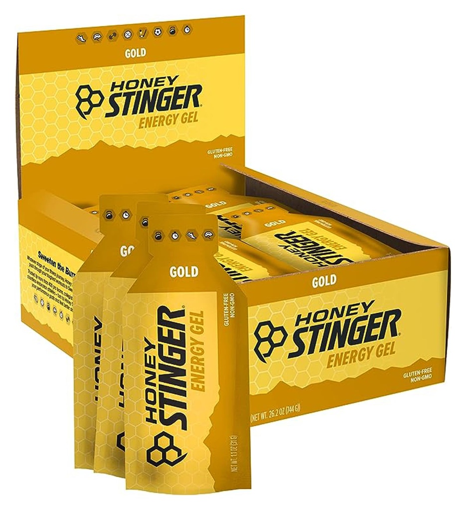 꿀 Stinger 골드 에너지 젤, 글루텐 무료 & 카페인 무료, 운동, 실행 및 성능, 홈 & 체육관에 대한 스포츠 영양, 사전 및 중간 운동, 24 팩, 26.4 Ounce