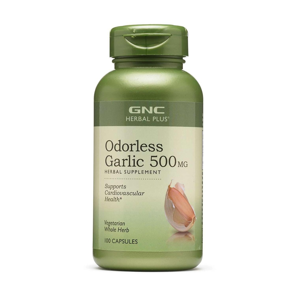 GNC 초본 플러스 무취 마늘 500mg 보충교재, 채식주의자, 지원 심장 혈관 건강, 100개의 서빙