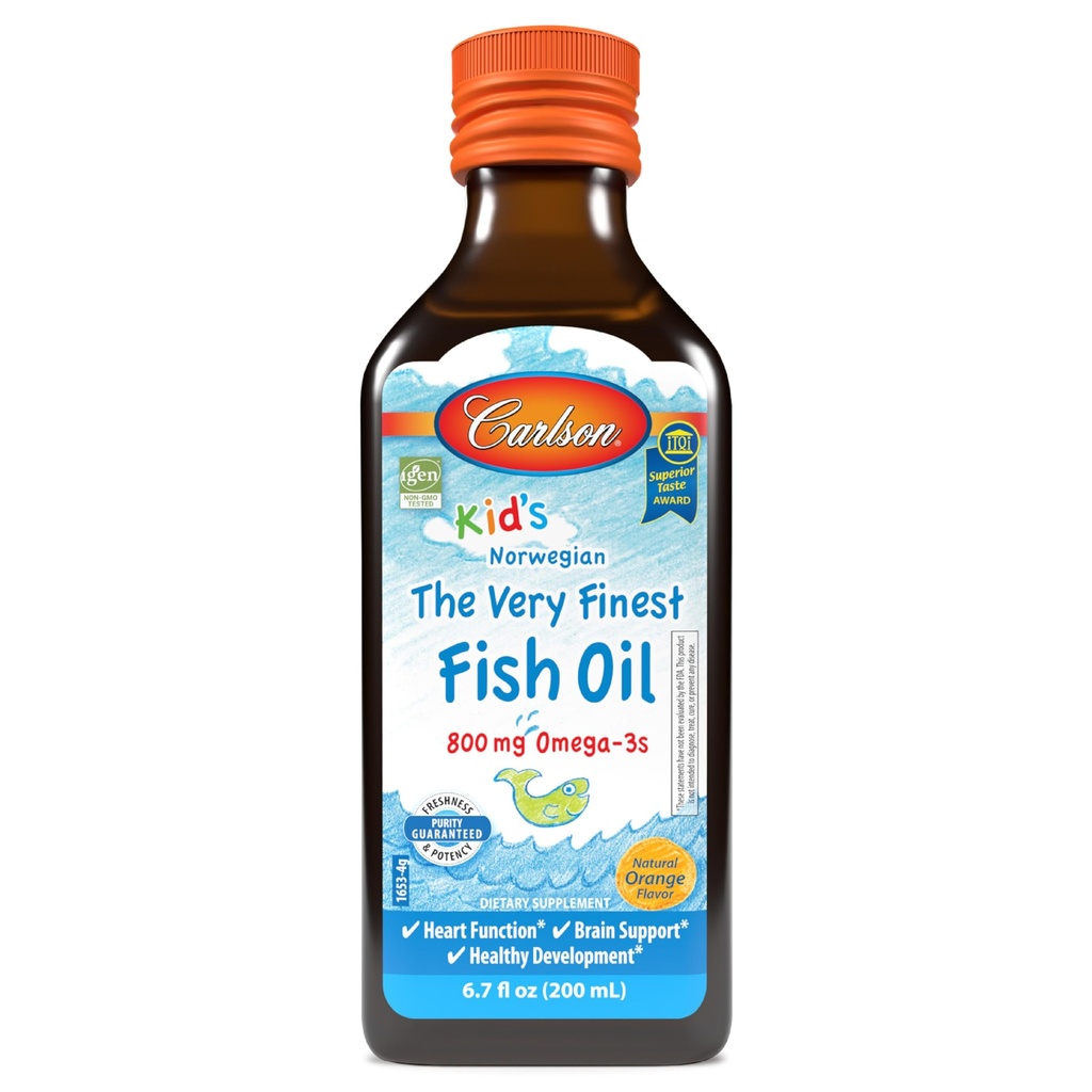 Carlson - Kid의 매우 Finest Fish Oil, 800 mg Omega-3s, 노르웨이, 지속 가능한 소스, 오렌지, 200 mL