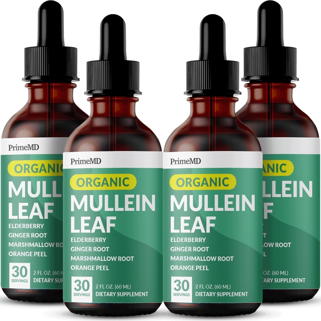 Lungs와 Bronchial - Lungs를 위한 Mullen 잎 추출물을 가진 호흡성 폐 건강 지원 - Elderberry, Echinacea 및 Ginger 뿌리 (120의 서빙) (4 팩)를 가진 Mullein Tincture