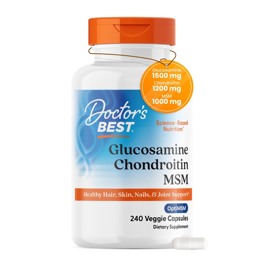 최고의 Glucosamine Chondroitin Msm OptiMSM 캡슐, 지원 건강한 합동 구조, 기능 & 안락, 비 GMO, 글루텐 자유로운, Soy 자유로운, 240의 조사 (1의 포장)를 가진 의사의 제일 Glucosamine Chondroitin Msm