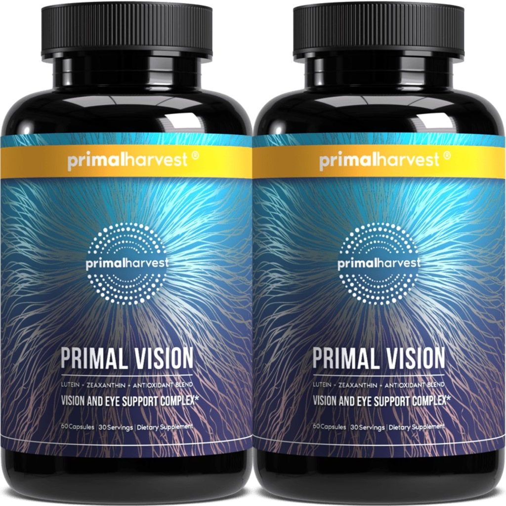 Lutein, Zeaxanthin, 비타민 A 및 눈 건강, 파란 빛 지원 및 시각적인 Clarity 2 팩을 가진 Primal Harvest Primal 시각