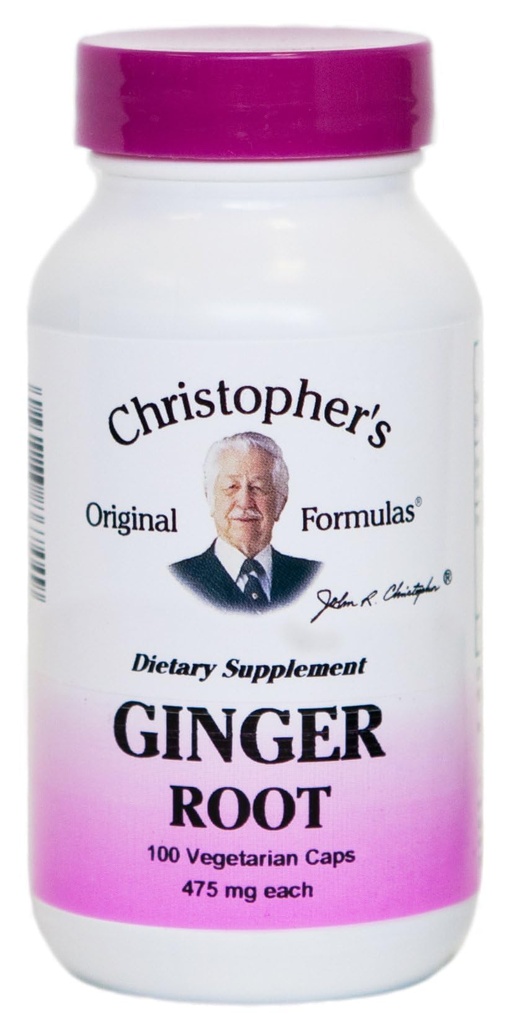 Christopher의 Original Formulas Ginger 캡슐, 천연 생강 뿌리 소화 지원, 100 Veg 모자