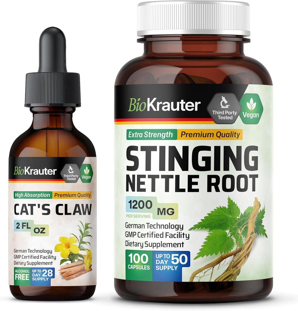 BIO KRAUTER Cats Claw Tincture 2 Fl. Oz. & 스팅 Nettle 100 캡슐