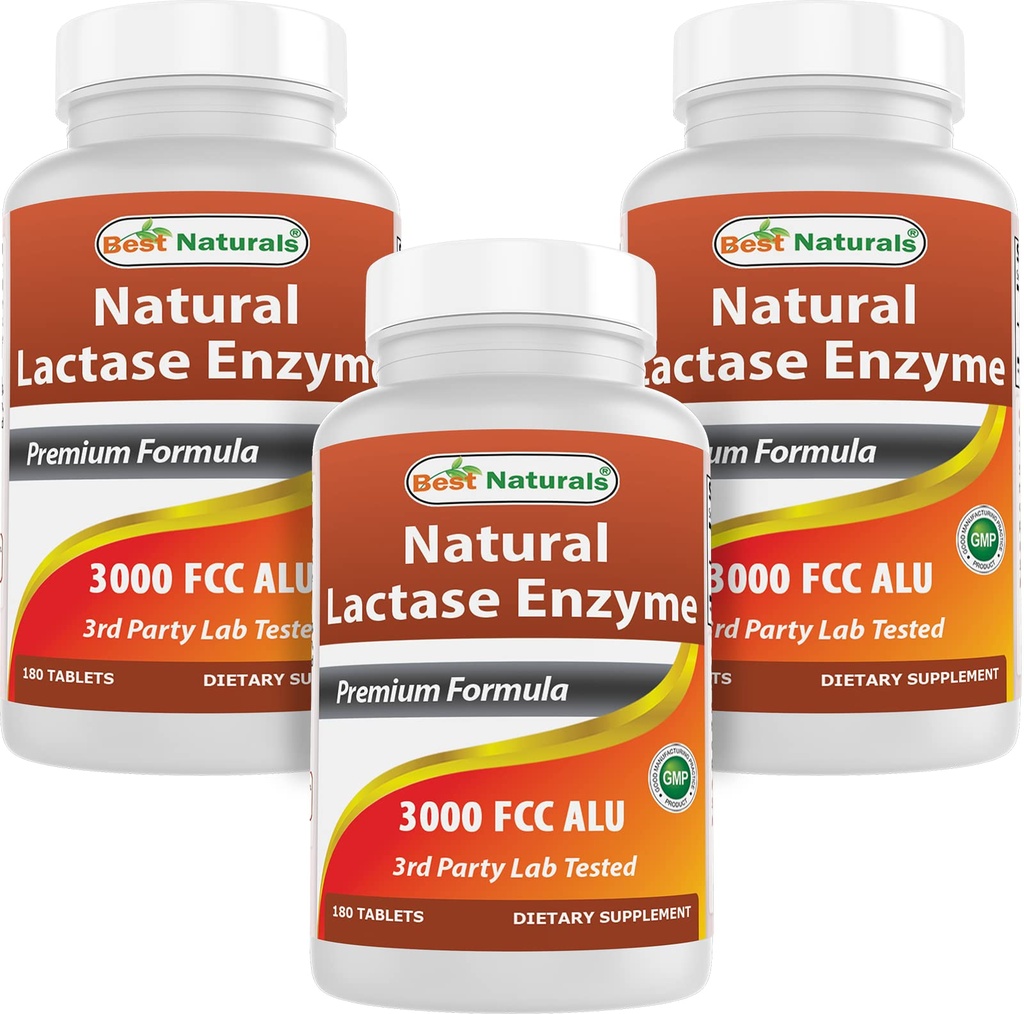 최고의 자연, 빠른 행동 Lactase 효소, 3000 FCC ALU, 180 정제 (180 개)
