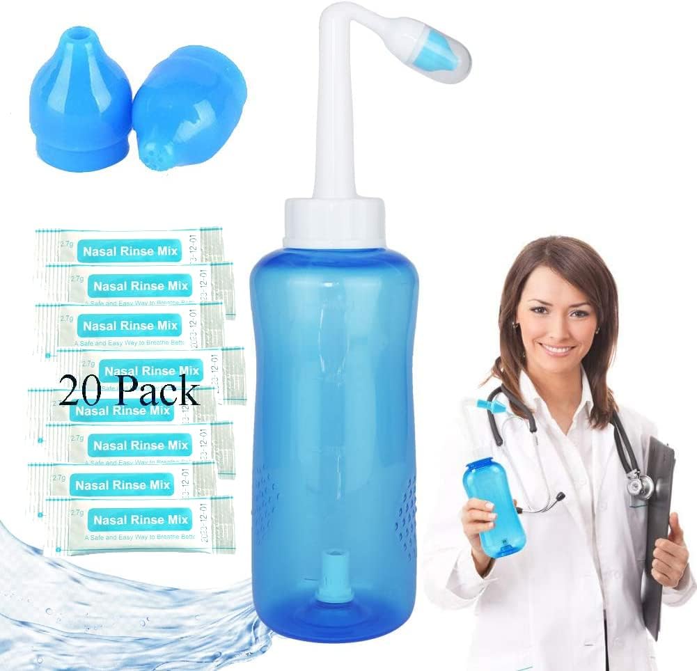 Nasal 세척 병, Sinus Rinse 병 Nose 세척 세탁기술자 300ml Nasal 세척 병 남비 장치 Nasal 관개 - 성인 & 아이를 위한 Nose 배려 그리고 습기를 공급 (1)