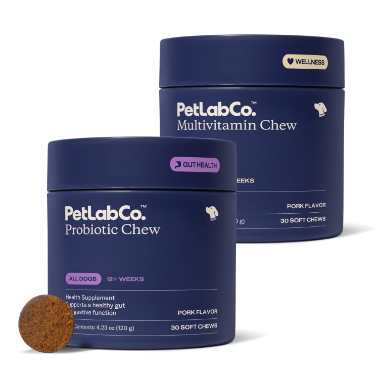 PetLab Co. – Multi-Vitamin & Dog Probiotic 번들: Dogs Support Health & Dog Probiotics를 위한 Chewable Multivitamins는 Itchy Skin, Occasional Loose Stools 및 건강한 효모 생산을 지원합니다