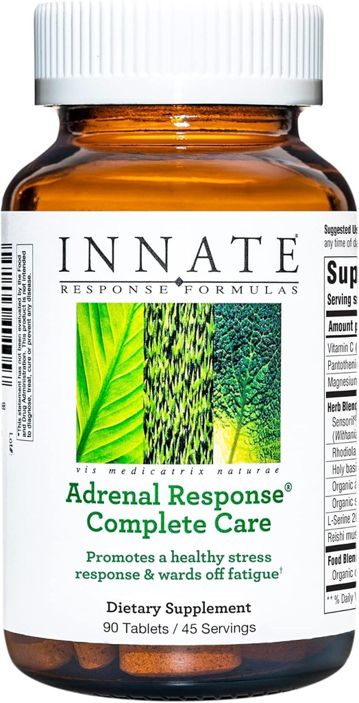 INNATE Response Formulas Adrenal Response Complete Care - Ashwagandha - 피로를 없애는 최선의 스트레스 응답을 촉진 - 채식주의, 글루텐 프리, 비 GMO, Kosher - 90 정제 (45 서빙)