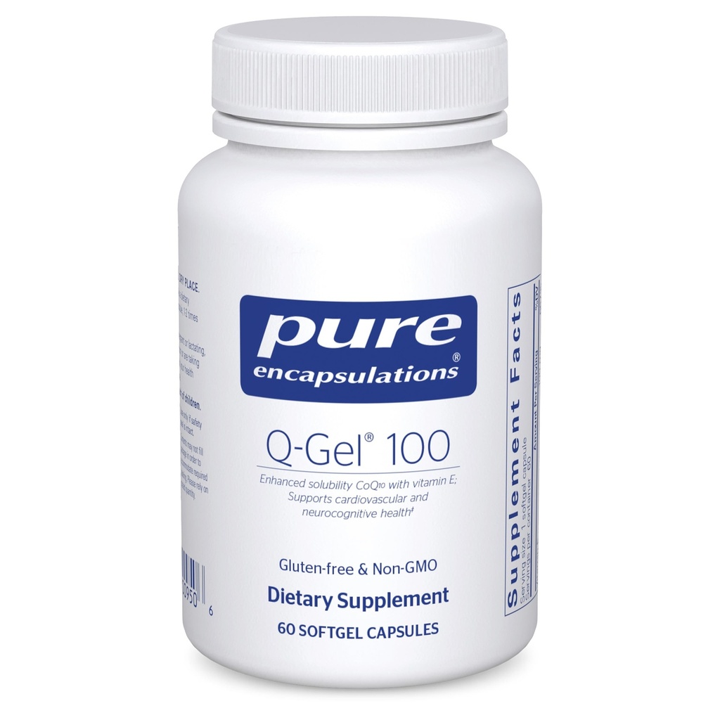 순수한 캡슐 Q-Gel 100 (Hydrosoluble CoQ10) | 비타민 E를 가진 CoQ10는 가용성을 강화하기 위하여 | 60 Softgel 캡슐