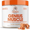 Genius 브랜드 인 Genius 근육 - 성장, 내구시간 및 회복을위한 근육 건강 보충 - Non-Hormonal Formula - 6 Organic Mushrooms - Naturally-Sweetened - 30 서빙 - Salted Caramel