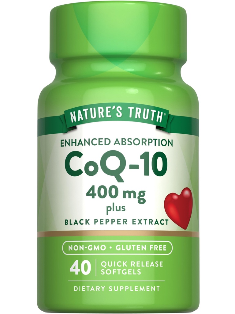 자연의 진실 CoQ10 400mg | Softgels | 최대 힘 | 높은 흡수 | Non-GMO & 글루텐 무료 보충