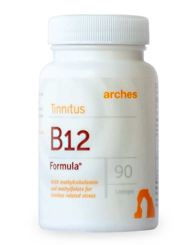 Arches Tinnitus B12 공식 - Methylfolate 400 mcg, Methylcobalamin 1000 mcg, 90 Lozenges, 3 개월 공급
