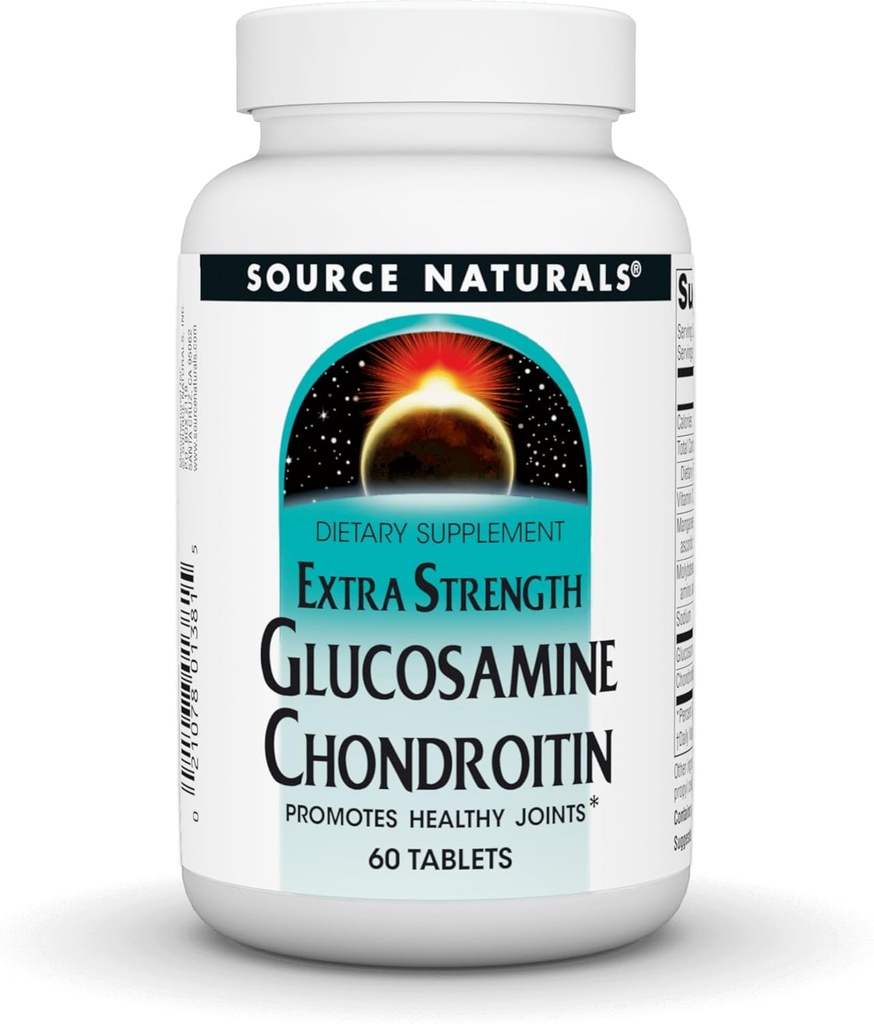 Source Naturals Extra Strength Glucosamine Chondroitin, 건강한 관절을 촉진 *, 60 정제
