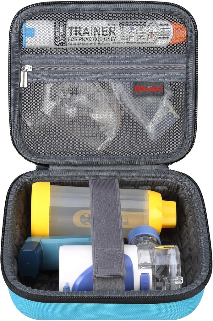 휴대용 소형 흡입기 분무기 기계 Asthma 흡입기 간격 장치, EpiPen 여행 약 장비, 소형 메시 분무기 기계 홀더 부대, 소형 적합 Auvi Q Ventolin, 파란을 위한 Elonbo 나르는 케이스