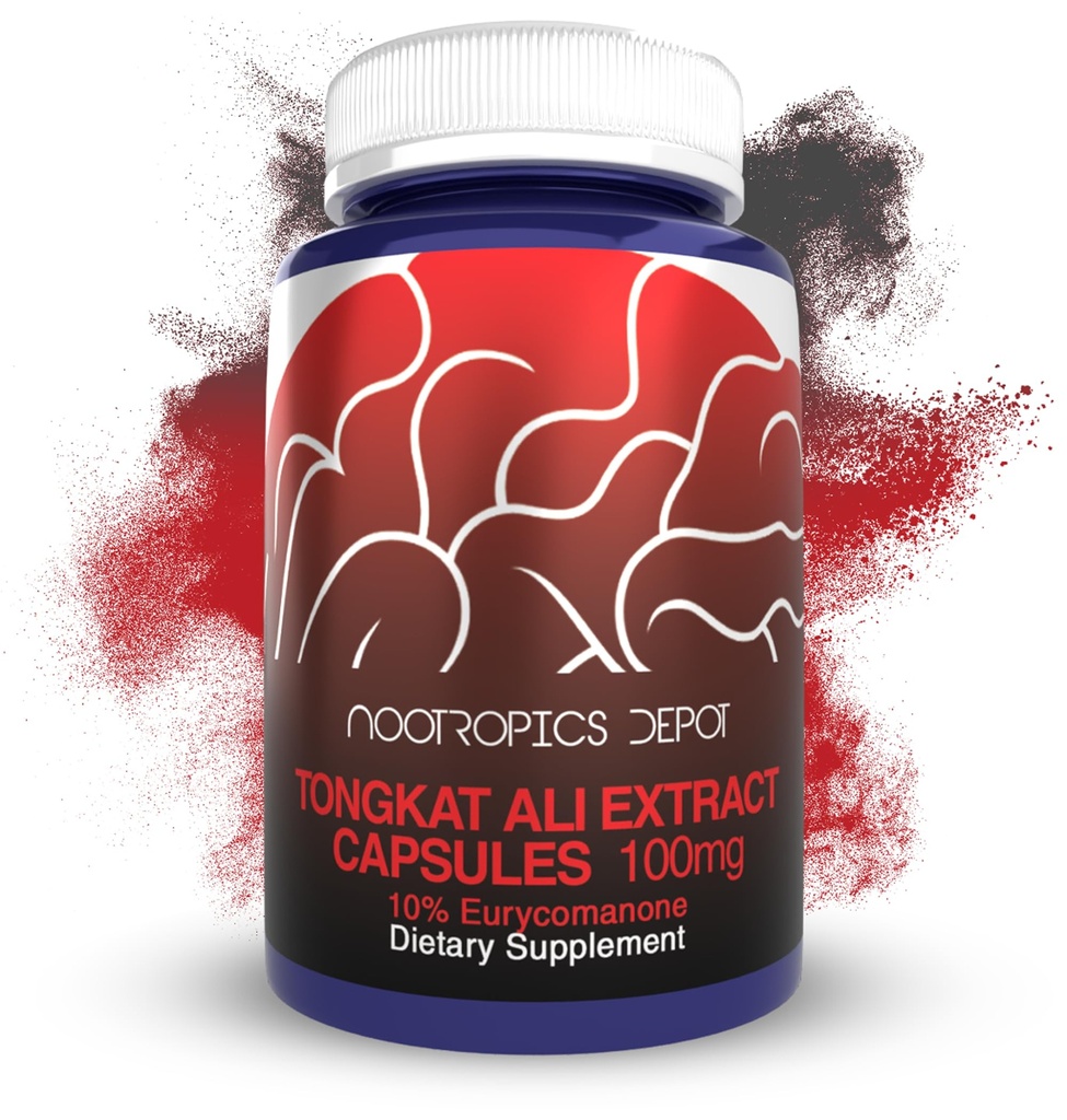Nootropics Depot Tongkat Ali 추출물 캡슐 | 100mg | 60 개 | HPTLC의 10% Eurycomanone | Eurycoma longifolia 뿌리 추출물