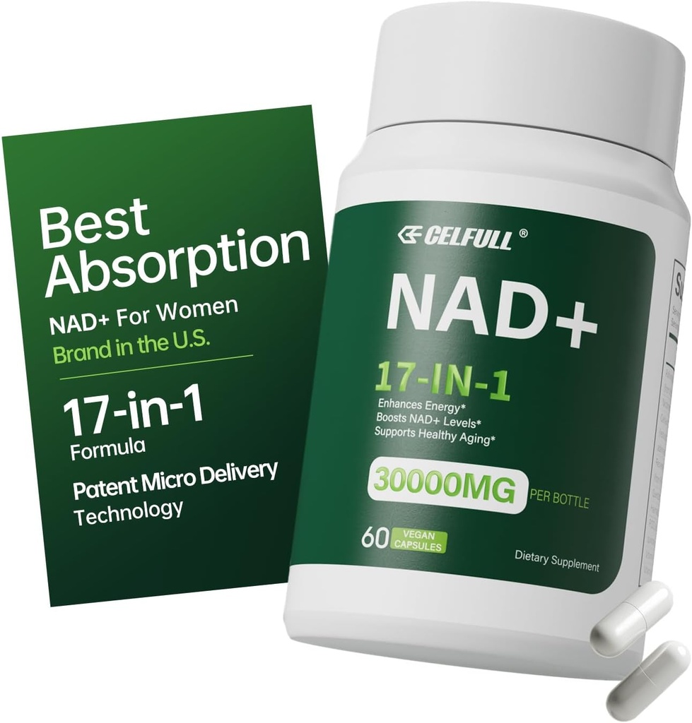 여성 NMN 대안 Resveratrol, Nicotinamide Riboside, Quercetin-NAD +에 대 한 CELFULL NAD 보충 노화 방지 세포 에너지 &Stamina-30000mg/Bottle를 위해 밀어넣기