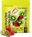 PowderVitamin Electrolytes Powder Plus (20 서빙) Strawberry Kiwi Electrolyte Powder Zero Calorie Keto,0 Sugar,No Maltodextrin, 1000mg 칼륨, 120mg 칼슘, 120mg 마그네슘, 핑크 Himalayan 소금