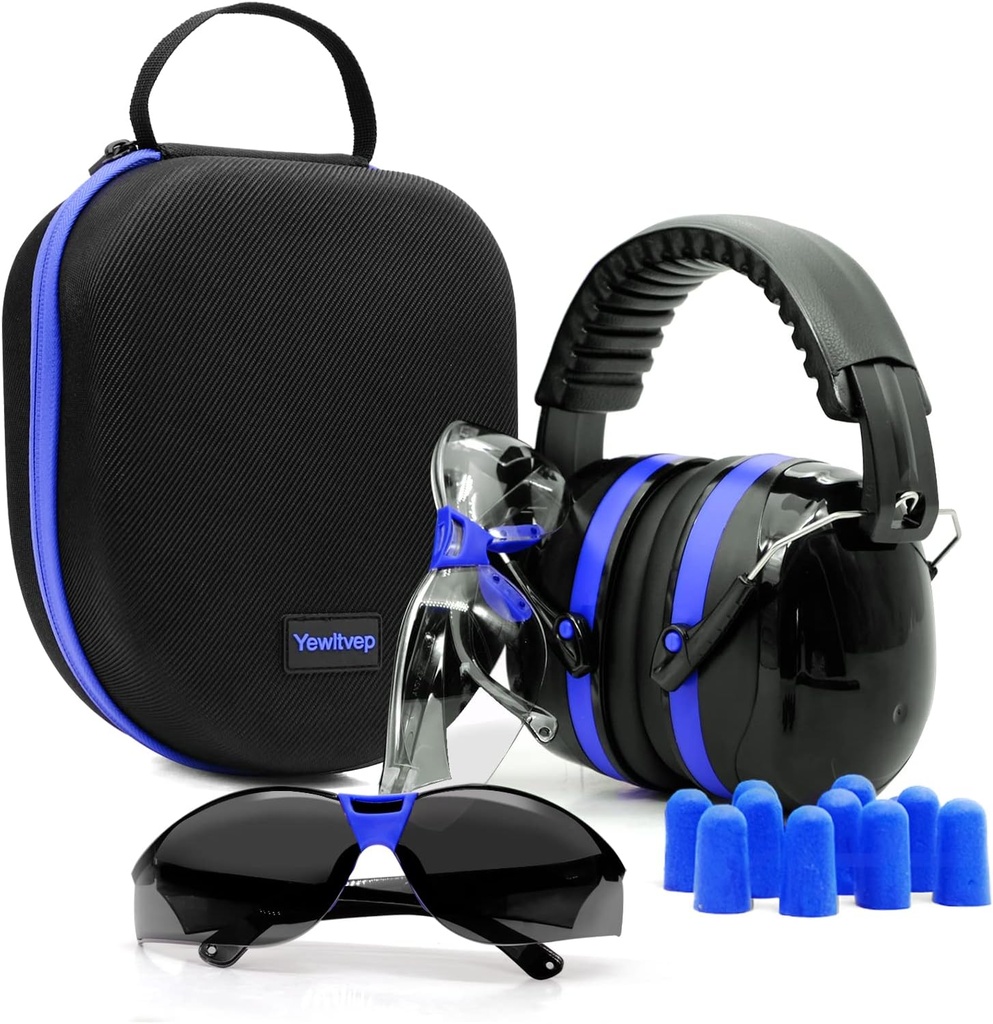 Yewltvep Shooting Ear Protection Gun Range Ear Protection with Earmuffs, 총 안전 안경, Earplugs, 하드 스토리지 케이스