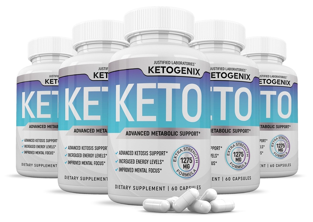(5 팩) Ketogenix Keto 알약 1275MG 새로운 & 개량한 공식은 Apple Cider Vinegar 여분 처녀 올리브 기름 분말 녹차 잎 300 캡슐을 포함합니다