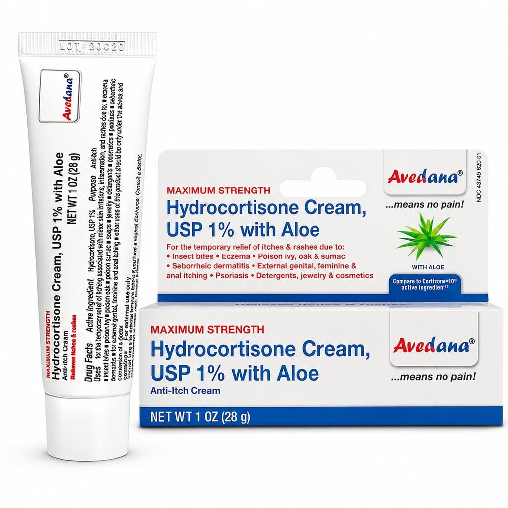 Hydrocortisone 크림 – 알로에 Vera와 1 Ounce Eczema 크림 – 프리미엄 안티 Itch 크림 여분 강도 – Rashes, Itchiness, Insect Bites, Dermatitis, Detergents, 보석에 이상적입니다.