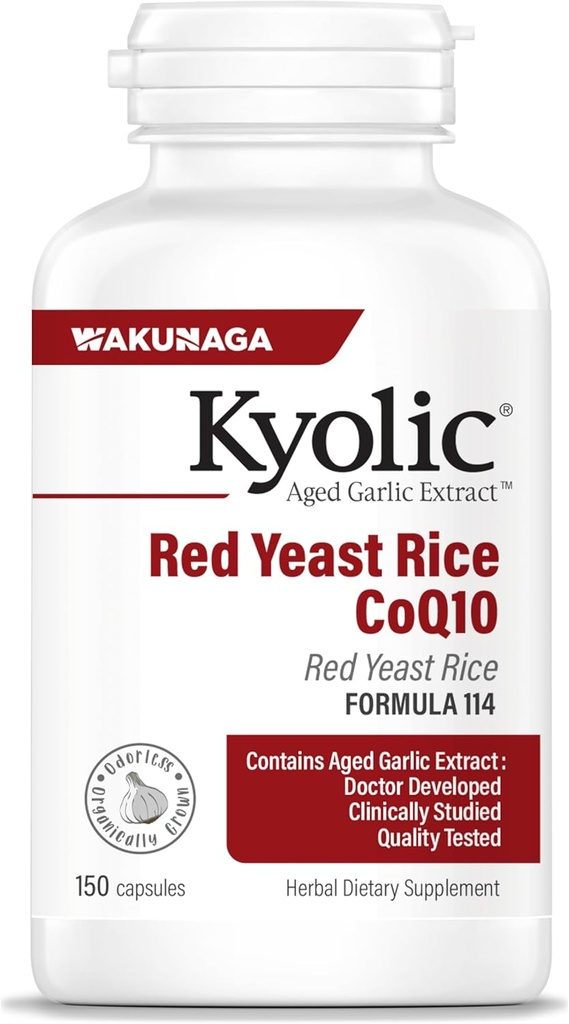 Kyolic Aged 마늘 추출물 공식 114, 빨간 효모 밥 CoQ10, 150의 캡슐