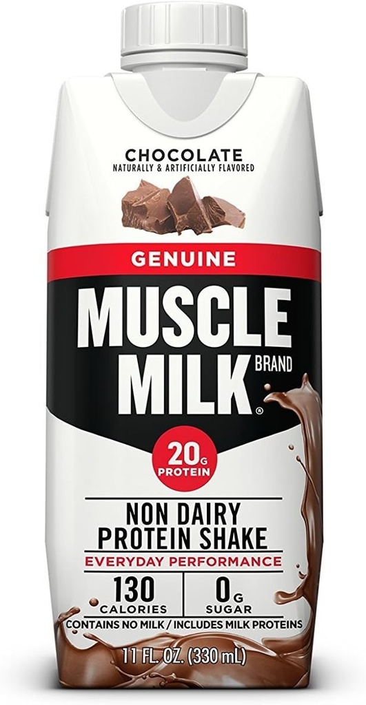 근육 우유 진짜 단백질 Shake, 초콜렛, 11 Fl Oz 판지, 12 팩, 25g 단백질, 영 설탕, 칼슘, 비타민 A, C & D, 5g 섬유, Energizing 식사, 운동 회복, 포장 할 수있다 Vary