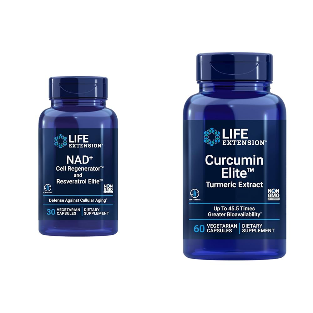 생활 연장 NAD+ Cell Regenerator 및 Resveratrol Elite, NIAGEN nicotinamide riboside & Curcumin Elite Turmeric Extract는 건강한 염증 반응을 촉진합니다.